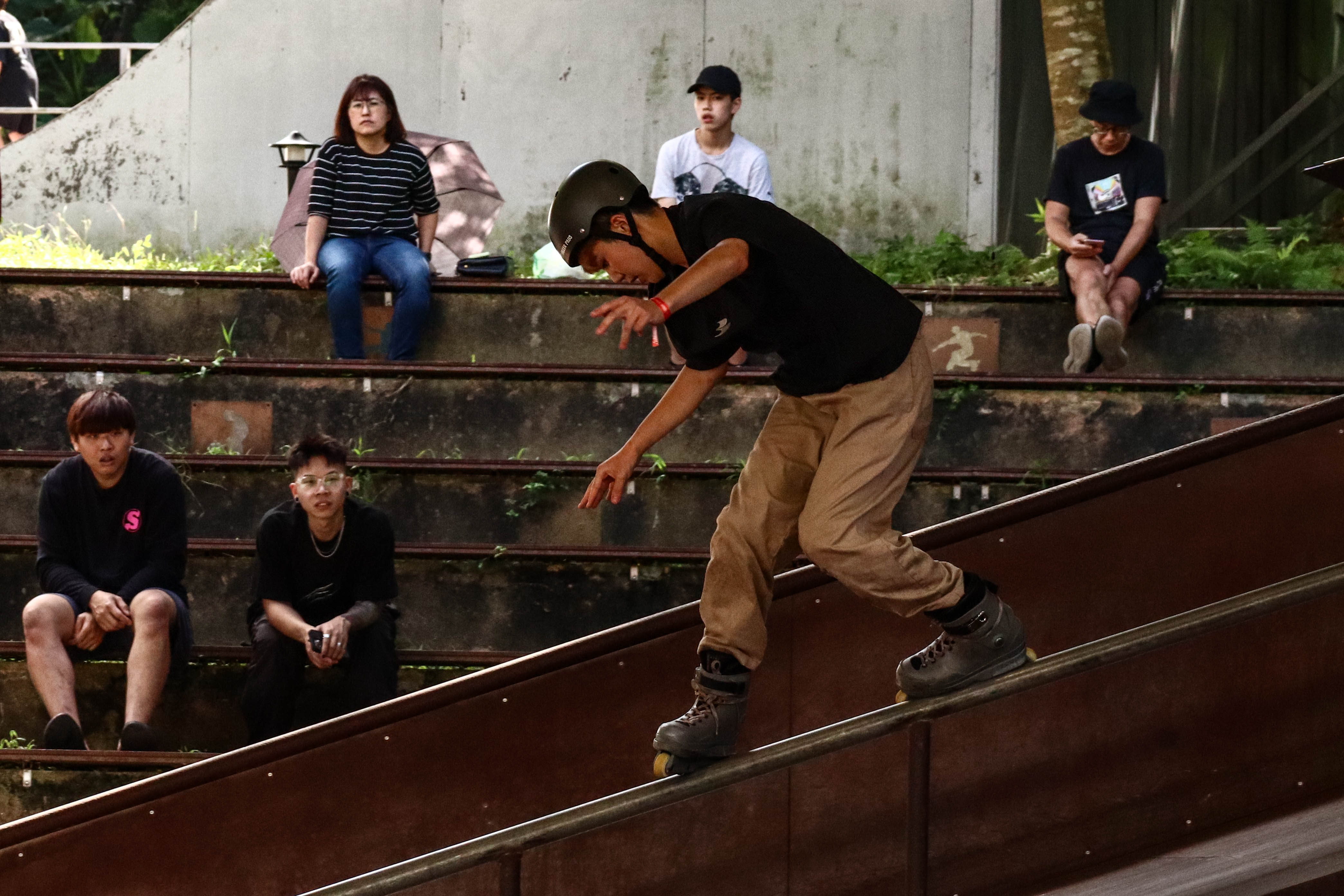 極限運動泛指具有危險性且講求技巧的運動，比賽以場地應用及流暢度、動作技巧與個人風格作為評分依據。圖／吳妤潔攝