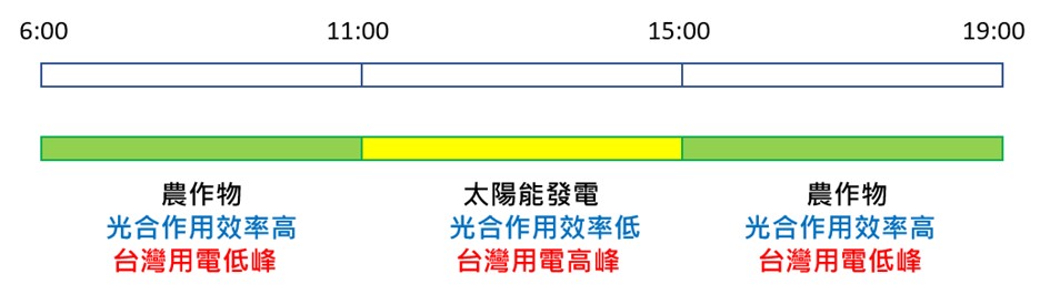 當農作物光合作用效率高時，剛好不是用電高峰期，可收合太陽能板。　圖／鄭仁愷提供