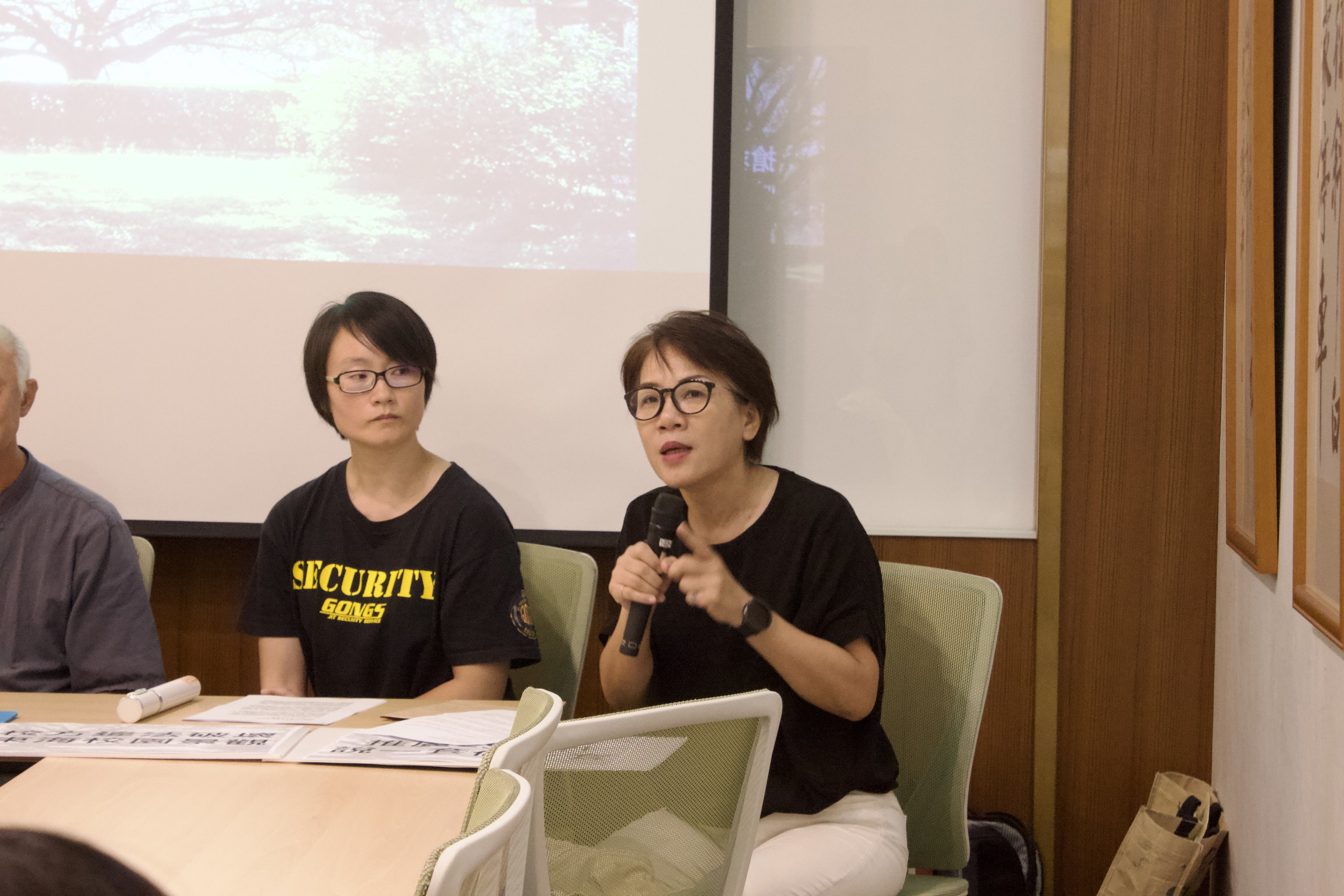 台灣護樹協會理事長張美惠表示，東海不該再以粗糙方式破壞校園，應引進 ESG 管理並推動護樹教育，教育部與文化部也應建立監督評鑑機制，確保校園永續。圖／蔡得曦攝