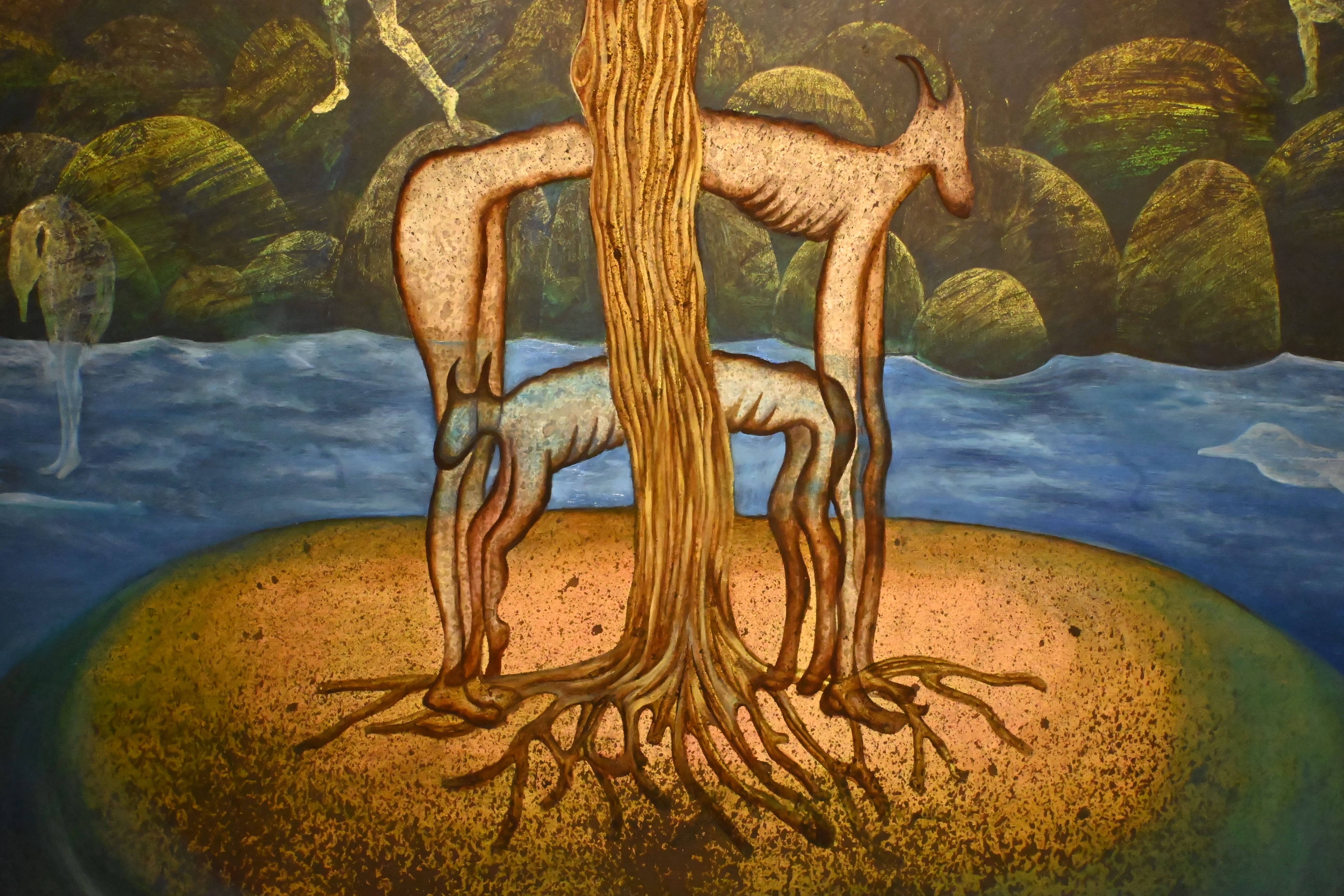 藉高錳酸鉀繪森林神話　古宛靜強烈筆觸展自然力量